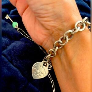 💯AUTHENTICTiffany & Co. Blue Heart Pendant
 Sterling Silver Bracelet & necklace